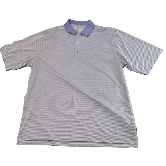 Donald Ross Golf Polo Shirt Men's XL Purple Lavender Striped Short Sleeve Poly - Picture 1 of 11